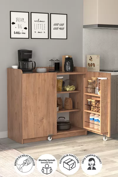 Armadio Multifunzionale Gökçe Armadio Dispensa Armadio Cucina Pino