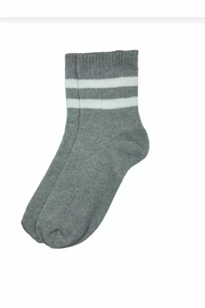 8 Paar College-Socken mit Ringen, Grau