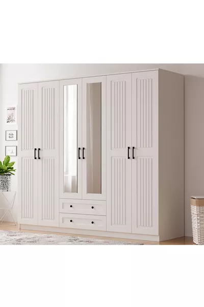 Armadio Estelya Country 6 Ante con 2 Cassetti