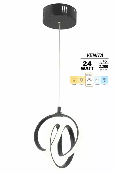 Venita Black Modern Pendant LED Chandelier White Light Living Room Kitchen Room Hall LED Chandelier