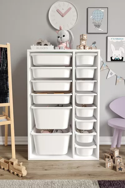 % MDF - Large Duo Toy Cabinet with Baskets