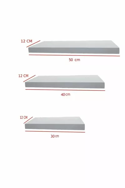 Бял летящ стенен рафт комплект от 3 скрити рафта