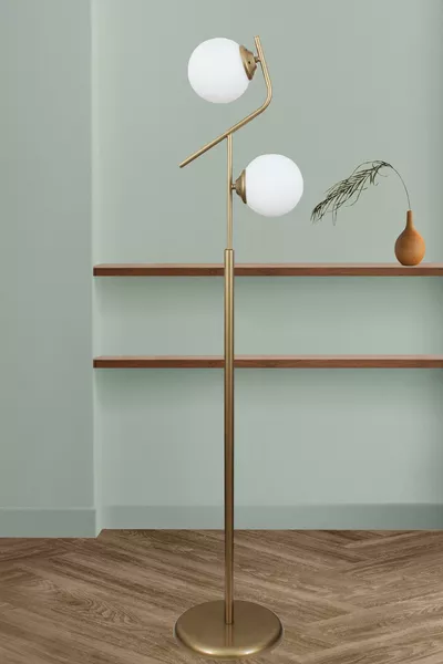 Lugo 2 Ретро Лампа с Износен Ефект, Бял Стъклен, Модерен, За Всекидневна, Спалня, Салон