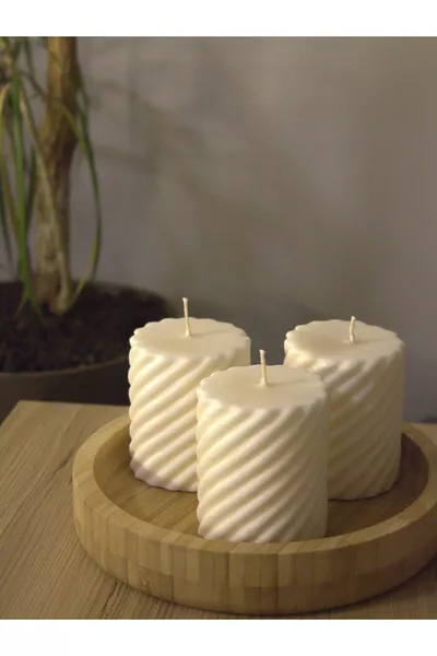 3 Stuks Schroefvormige Cilinderkaars Creme Poedergeur Kaars Sojawas Vegan Kaars