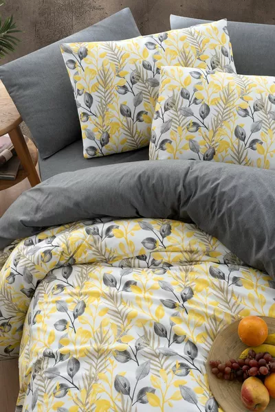 طقم غطاء سرير مزدوج بملاية مطاطية ليمون  سم