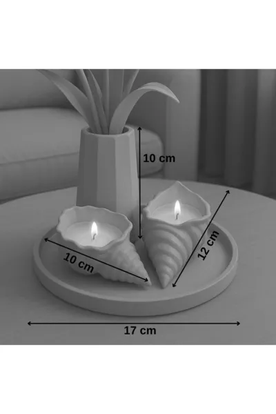 4-Piece Green Set - Oyster Waxed, With Vase, Round Tray (FLOWERS NOT INCLUDED)