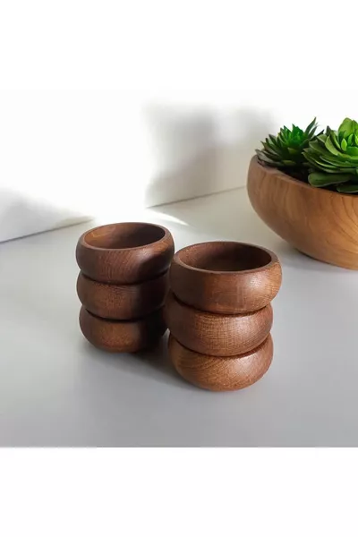 Ensemble de 6 coupelles à snacks en bois de hêtre naturel 9 cm - lot de 6
