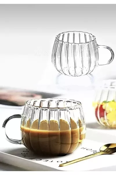 6 броя термоустойчиви боросиликатни чаши със стъкла с линии, мъниста и форма на грозде