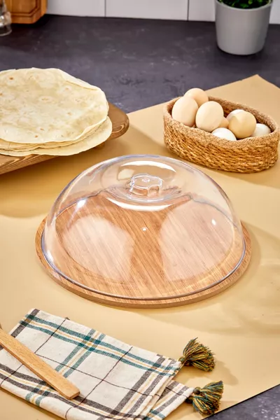 Wooden Cake Dome - Round cm - Acrylic Covered Serving Display, Serving Dome