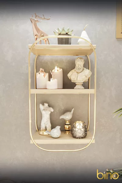 Стена рафт Многофункционален органайзер Овален рафт Дървен рафт за баня и кухня Органайзер за грим и бижута