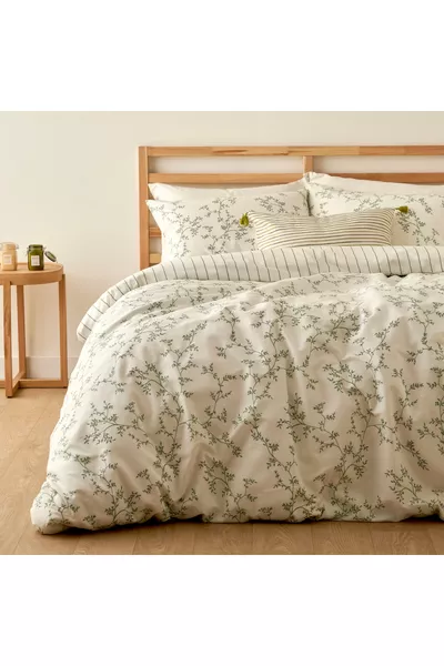 طقم لحاف مزدوج لورين بنقشة قطنية أخضر ( سم)
