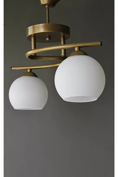 Verlichtingsarmatuur Verouderd Wit Glazen Woonkamer Keuken Kamer Poyraz 2-Lamps Kroonluchter