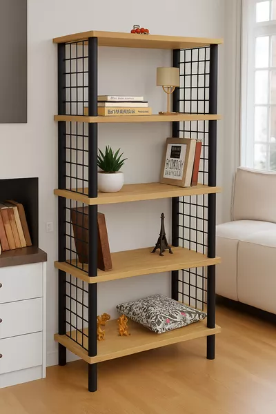 5-Shelf Wide Bookcase Shoe Rack Bathroom Organizer Folder Decorative Kitchen Shelf