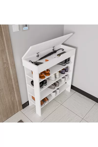 Royal Shoe Cabinet, 4 Compartments, Storage Pockets, White Shoe Cabinet, Affordable Shoe Cabinet
