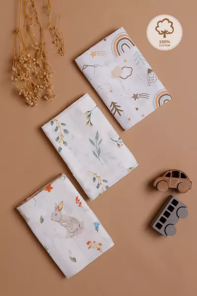 3 броя мултифункционални муселинови кърпи одеяло % памук с сертификат Oeko-Tex  см