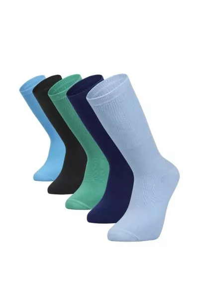 Yazlık Pamuklu Yumuşak Dokulu Erkek 5'li Renkli Kolej Çorabı