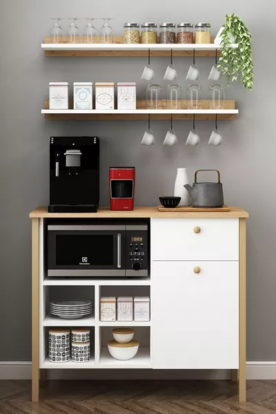 Nora Backofenschrank Mehrzweck-Schubladenecke Kaffee Korb Weiß