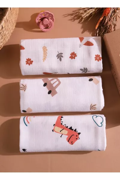 Многофункционална муселинова кърпа и одеяло 3-купи сет % памук, сертифициран по Oeko-Tex,  см