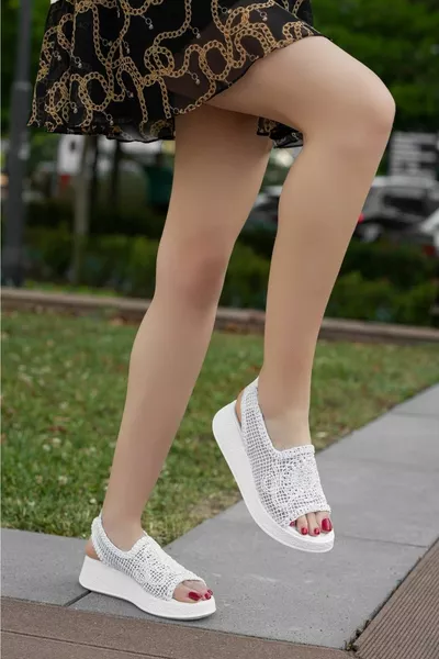 HNM  Knitwear Casual Sandals-WHITE