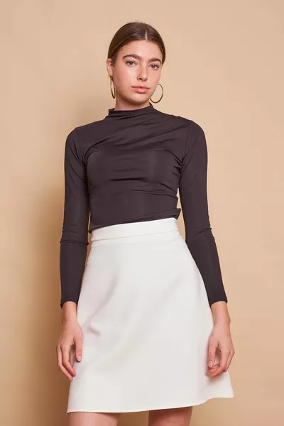 ارتفاع الخصر ضوء ليكرا النسيج طول الركبة الجرس تنورة الشمبانيا