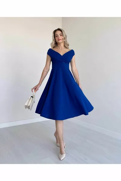 Women's Short Sleeve Double-breasted Collar Skirt Flounced Crepe Dress