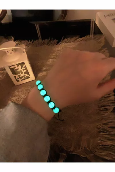 Im Dunkeln leuchtendes Original Cat-Eye-Armband mit gestricktem Kordelzug