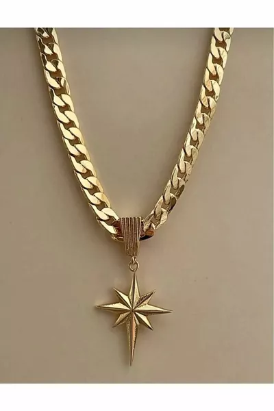 Колие със стоманена звезда злато