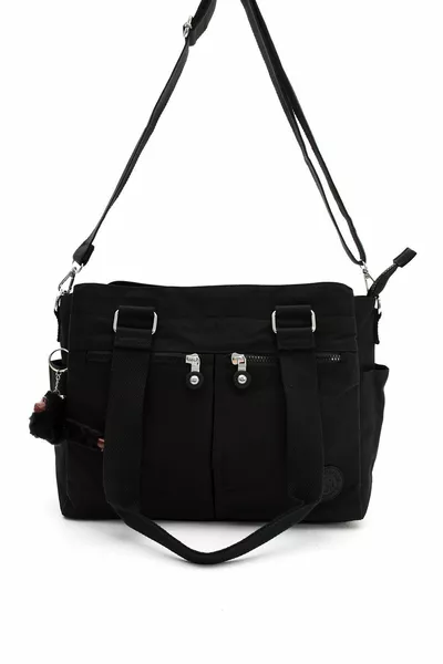Scomparto oversize di colore nero da donna impermeabile increspato in tessuto a tracolla e borsa a tracolla