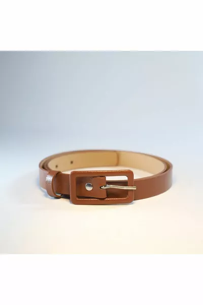 Slim women's trouser belt, jacket belt, shirt belt with rectangular plated buckle