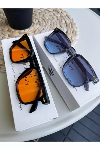 مجموعة Duo نظارات شمسية خمر رمادي-برتقالي نظارات شمسية نسائية نظارات شمسية للرجال  Glass