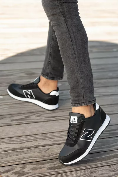 الرجال الأسود والأبيض الدانتيل المتابعة شقة الراحة عارضة وحيد عارضة أحذية رياضية المشي لمسافات طويلة