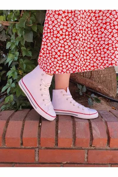 للجنسين عارضة الكتان الكاحل الأبيض طويل كونفيرس أحذية رياضية