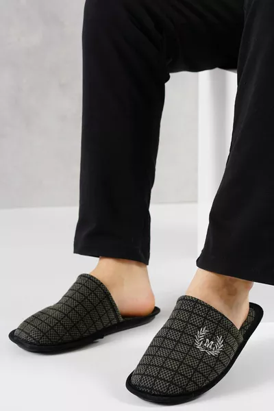 Pantofole da casa da uomo quadrate fantasia kaki