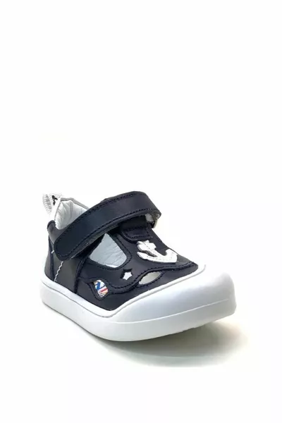  العظام  ٪ جلد طبيعي طفل رضيع الأزرق الداكن / أبيض أحذية الخطوة الأولى