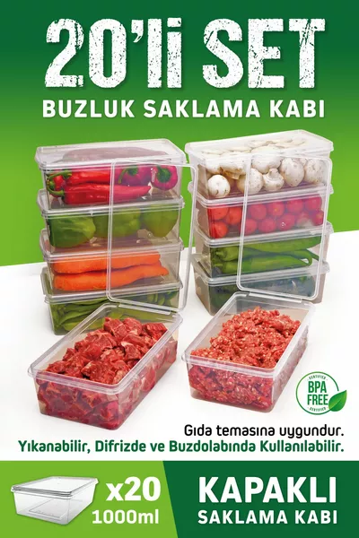  stuks 1 lt. zelfbedekkende diffrible geschikte vriezer opbergdoos organizer