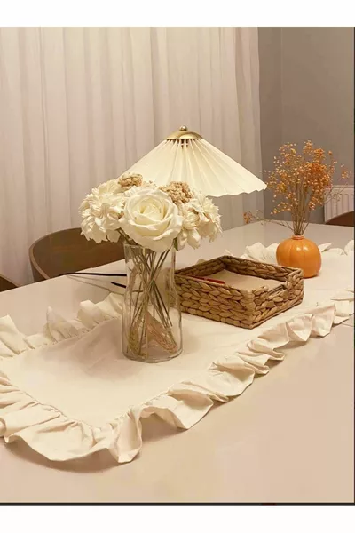 Винтидж ленено пътека с волани - 