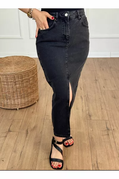 Sweet Blue Skirt Dames Split Midi Lengte Denim Rok