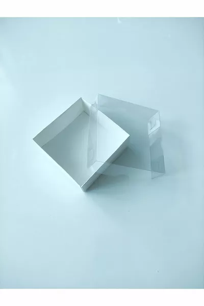  броя бяла картонена кутия с ацетатен капак  картонена кутия