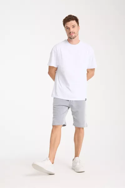 Men's Striped Shorts with Back Pocket Detail