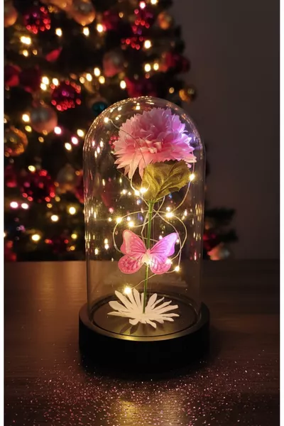 Bouquet Papillon Rose avec vase en chrysanthème Cadeau pour l'amoureux Cadeaux lumineux  novembre