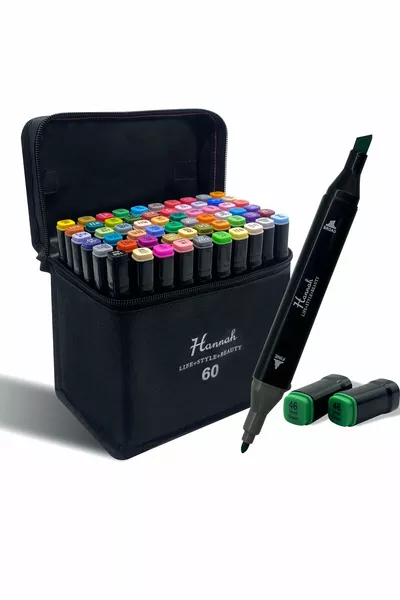 -delige dubbelzijdige markerset met zwarte tas