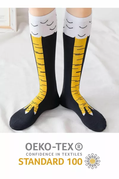 Single Pair Unisex Chicken Foot Pattern Knee-High Socks