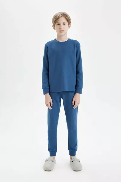 Boys' Pajama Set Waffle Long Sleeve Top Long Bottom WN