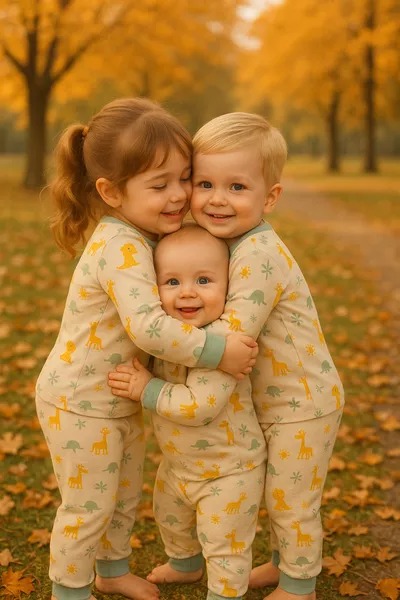 0-4 Years Special Cartoon Print Baby and Kids Pajama Set - Wide Collar & Special Size Options