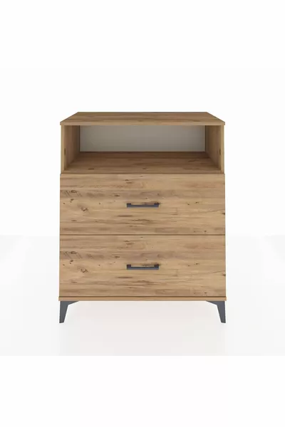 خزانة هابريون بطابق واحد ودرجين من خشب الصنوبر