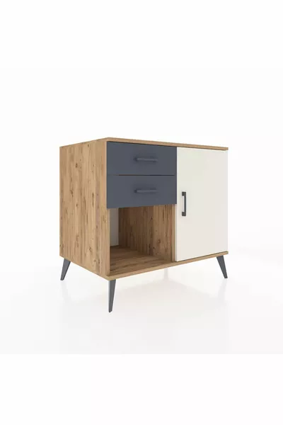 Kronos Dresser Single Shelf with 2 Drawers and 1 Door Pine-Ash/Anthracite