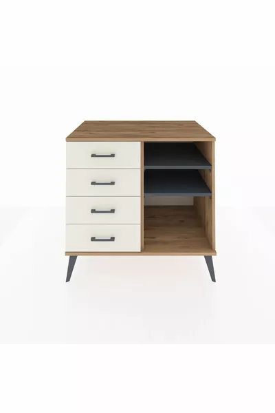 خزانة كرونوس برفين وأربع أدراج، صنوبر-رمادي/حجر رملي