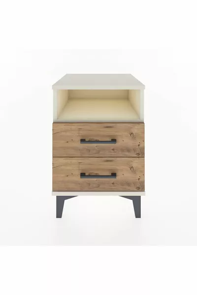 خزانة هايبريون بجرفة واحدة ودرجين من حجر القمر والصنوبر