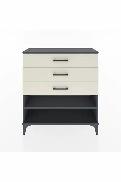 Комод Arges с одной полкой и тремя ящиками, антрацит-серый