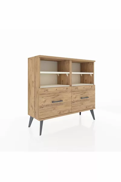 خزانة أرجس 4 رفوف 2 أدراج خشب الصنوبر / حجر الصنوبر